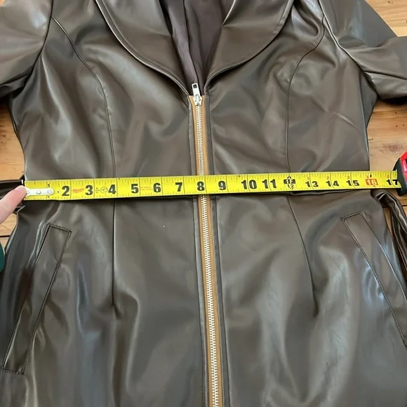 Brown Faux Lether Jacket by egreis size M - Picture 8 of 17